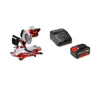 Einhell Tronzadora inalámbrica TE-MS 18/210 Li Power X-Change (18 V, ion litio, 3000 min-1, soportes X-Tend, hoja de sierra de metal duro, láser de precisión y LED, incl. 4 Ah batería y cargador)