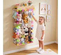 Eirolace - Soporte de peluche para pared con estante modular, ahorro de espacio, organizador de almacenamiento para juguetes, hamaca y red de almacenamiento de esquina, soporte para dormitorio, sala