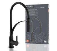 EISL NI183CARB CARNEO Grifo de Cocina con Ducha Extensible, Grifo Cocina con Función Ahorro de Agua, Grifo de Fregadero Giratorio, Mezclador Mezclador Monomando, Negro