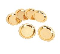 Ejoyous 6 Platos de Aperitivo Tallados a Mano, Platos de Metal Decorativos de Aleación de Zinc Dorado, 9 Cm, para Fiestas, Cenas, Reuniones, Pequeños para Servir con Brillo Texturizado, Juego de 6