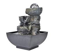 Ejoyous Cascada de Fuente de Interior con iluminación, Hermosa Fuente de Mesa Interior, Humidificador de Sala, Fuente de Agua, Decoración de Salón, para (Enchufe UE 220)