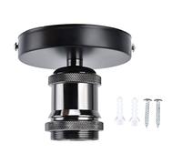 Ejoyous E26 E27 Portalámparas, Portalámparas Vintage para Techo Portalámparas Retro Rosca Luz Colgante de Techo Base, para Cocina Dormitorio Sala de Estar (BLACK)