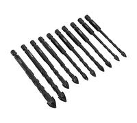 Ejoyous Juego de 10 Brocas de Tornillo Cruzado Brocas de Mampostería de Carburo Cementado con Vástago Hexagonal 5 Tamaños Punta de 3 Flautas para Azulejos Vidrio Pared de Ladrillo Cerámica Mármol