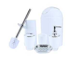 Ejoyous Juego de Baño de 6 Uds, Juego de Accesorios de Baño, Botellas de Loción, Soporte para Cepillo de Dientes, Taza de Dientes, Jabonera, Cepillo de Baño, Bote de Basura