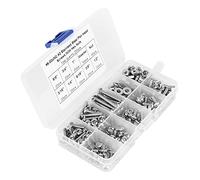 Ejoyous Juego de Tornillos de Cabeza Plana de Acero Inoxidable 304, Kit de Tornillos de Cabeza Cruzada con Arandelas de Tuercas Hexagonales, Tamaños Surtidos, Rosca Profunda, Almacenamiento en Caja