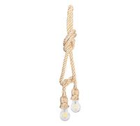 Ejoyous Lámpara Colgante Vintage E27 de 1,5 M, Lámpara de Techo de Cuerda de Cáñamo con Estilo Retro y Color Natural, para Decoración de Salón, Cafetería y Bar (1,5 metros 2 cabezas)