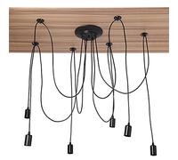 Ejoyous Lámpara de Techo Industrial Vintage, 6 Luces, Araña Colgante Retro, Altura Ajustable con Cable de 2 Metros, E27, para Dormitorio, Comedor, Hotel, Bar