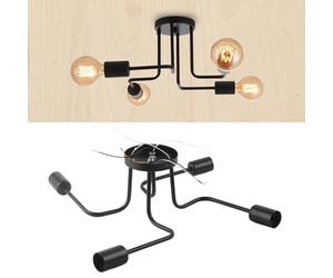 Ejoyous Moderno Candelabro Negro Lámpara de Techo, Lámpara de Araña con Cabeza de Estilo Retro Lámpara de Techo de Araña de 4 Cabezas LED E27 para Sala de Estar dormitorio Comedor (Sin Bombilla)