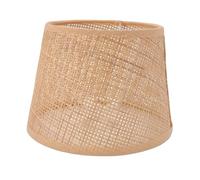 Ejoyous Pantalla de Lámpara de Mesa Hecha a Mano, Pantalla de Ratán Tejida a Mano con Marco de Hierro, Ajuste E27 E14, Difusión de Luz Suave, 16,5 X 22 X 15,5 Cm para Dormitorio, Sala de Estar