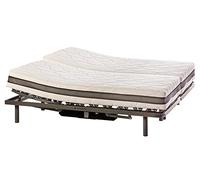 ekamia - Cama Articulada Eléctrica Doble Emparejada de Matrimonio con Colchón Hapi - 150cm x 190cm, Mando con Cable