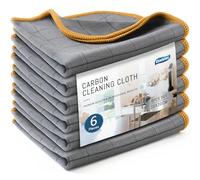 Ekedalen 6X Bayeta Microfibra Carbono Profesional para Cristales, 30x30 cm | Paños de Cocina 400GSM Sin Pelusa, Trapos Limpieza Balletas Magica para Platos Ventanas Espejos Coches Baños Vidrios Cámaras