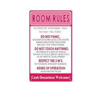 EKFBQBGW Bedroom Rules Sign Funny Tin Sign for Teen Boy Girl Room Decor Gaming Room Dormitory Wall-Art Retro Metal Gift Idea 8 X 12 in
