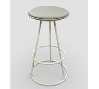 Ekilikua Home Set 2 Taburetes de Cocina o Bar Ohio | Base Metálica Blanco Roto | Asiento Acolchado Polipiel Gris | 70cm Altura, 37cm Diámetro | Diseño Moderno y Versátil