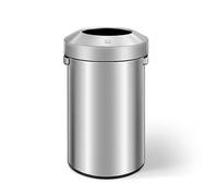 EKO Bote de Basura con Parte Superior Abierta, Acabado de Acero Inoxidable Cepillado, 90 litros