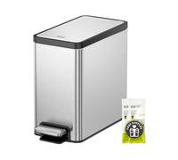 EKO Bote de basura delgado y pequeño para baño con tapa, cubo de basura de cocina de acero inoxidable con cubo interior extraíble, 6L / 1.6 galones, cubo de basura