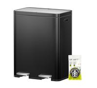 EKO Cubo de basura Edison con 2 compartimentos, 2 x 30 litros, cubo de basura de cocina con doble cubo interior, 20 bolsas de basura, sistema de separación de basura de gran capacidad, tapa de cierre