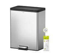 EKO Ecocasa III - Cubo de basura de reciclaje de cocina - Cubo de basura con pedal de doble compartimento - Perfecto para cocina y hogar, acero inoxidable de 20 + 20 litros