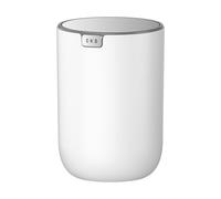 EKO Fandy - Cubo de basura de 1,5 L con tapa abatible, mesa pequeña redonda de 1,5 litros para oficina, hogar, baño, dormitorio, coche (blanco)