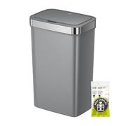 EKO Hana Deluxe 50L Cubo de basura con sensor, cubo de basura automático para cocina, con sensor de movimiento, tapa de cierre suave, sin huellas dactilares, color gris, plástico