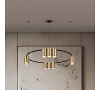 Eko-Light Lámpara colgante Genesis, aluminio, negro/dorado, 10 x GU10, Ø 60 cm