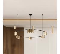 Eko-Light Lámpara colgante Genesis, aluminio, negro/dorado, 15 x GU10, Ø 100 cm