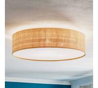Eko-Light Plafón Leano, madera clara, ratán, Ø 50 cm