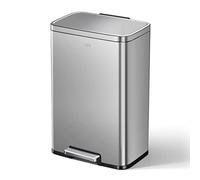 EKO Madison Cubo de Basura Cocina 50L con Pedal y Tapa de Cierre Suave | Acero Inoxidable Antihuella | Papelera Moderna y Robusta | Gran Capacidad para Reciclaje