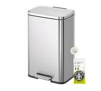 EKO Madison - Cubo de basura de acero inoxidable cepillado de 25 L + 20 L con doble compartimento con forro interior, cubo de reciclaje, tapa de cierre suave, acabado resistente a las huellas