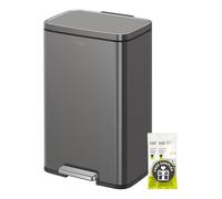 EKO Madison - Cubo de basura de acero plomizo de 50 litros/13.2 galones con forro interior, acabado resistente a las huellas dactilares