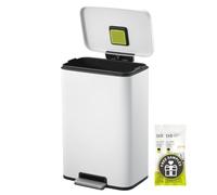 EKO Madison Cubo de Basura para Cocina 50 L con Pedal Blanco Mate