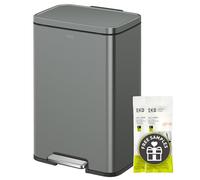 EKO Madison Nardo Grey Stainless Steel 50 Liter/13.2 Gallon Step Trash Can with Inner Liner - Fingerprint Resistant Finish
