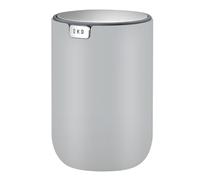 EKO - Minicubo de basura de escritorio con tapa abatible de 1,5 L y base pequeña y redonda para oficina, hogar, coche (gris)