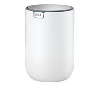 EKO - Minicubo de basura de escritorio con tapa abatible de 1,5 L y base pequeña y redonda para oficina, hogar, coche (blanco)