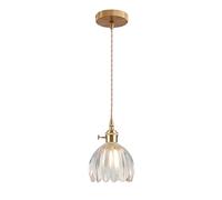 EKSED Lámpara Colgante Vintage de Vidrio con Casquillo E27 y Interruptor Giratorio, Pantalla con Forma de Pétalo para Cocina, Comedor o Dormitorio (transparente, 1 unidad)
