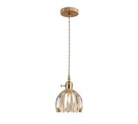 EKSED Lámpara Colgante Vintage de Vidrio con Casquillo E27 y Interruptor Giratorio, Pantalla con Forma de Pétalo para Cocina, Comedor o Dormitorio (ámbar, 1 unidad)