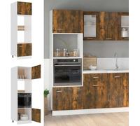 El armario para microondas de la marca Living Store, acabado en roble ahumado, con dimensiones de 60x57x207 cm, fabricado en material de madera