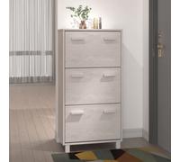 El armario para zapatos Living Store HAMAR, color blanco, de 59,5 x 35 x 117 cm, fabricado en madera maciza de pino