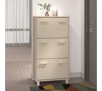 El armario para zapatos Living Store HAMAR, color miel, de 59,5 x 35 x 117 cm, fabricado en madera maciza de pino