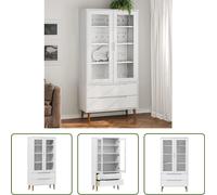 El armario vitrina Living Store MOLDE, blanco, de 90x35x175 cm, fabricado en madera maciza de pino