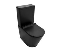 EL BAÑO MODERNO Inodoro Completo WC Con Sistema Rimless Antibacterias | Vater Con Tapa Dura Extrafina Amortiguada · Salida Dual · Hogar Color Negro · Retrete