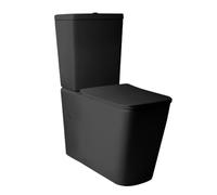 EL BAÑO MODERNO Inodoro Completo WC Con Sistema Rimless Antibacterias | Vater Con Tapa Dura Extrafina Amortiguada · Salida Dual · Hogar Color Negro · Retrete (Negro)