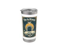 Él ha resucitado Tumba vacía Cristiana Pascua Resurrección Fe Vaso térmico de acero inoxidable de doble pared