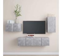 El juego de 4 piezas para mueble de televisión "Living Store", color gris cemento, fabricado en material de madera