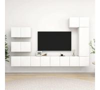 El juego de 8 piezas para mueble de televisión "Living", color blanco, fabricado en material de madera