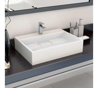 El lavabo de la marca Living Store, con dimensiones de 50 x 38 x 13 cm, fabricado en resina mineral/mármol sintético, color blanco