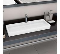 El lavabo Living Store, de 120 x 46 x 11 cm, fabricado en resina mineral/resina de mármol, color blanco
