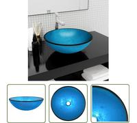 El lavabo The Living Store, de vidrio templado, 42x14 cm, color azul