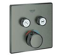El termostato Grohe Grohtherm SmartControl con dos válvulas de cierre, 29124AL0, Color: grafito duro cepillado