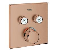 El termostato Grohe Grohtherm SmartControl con dos válvulas de cierre, 29124DL0, Color: cálido atardecer cepillado