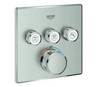 El termostato Grohe Grohtherm SmartControl con tres válvulas de cierre, 29126DC0, Color: súper acero